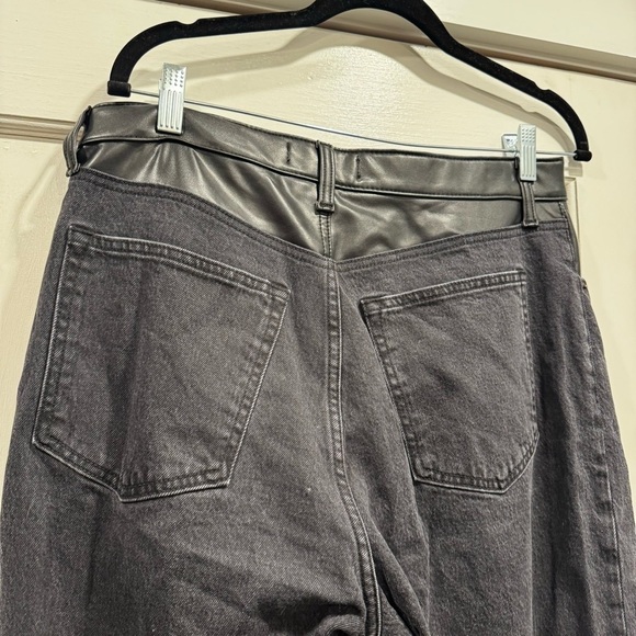 Abercrombie Black Loose High Rise Jean‎ 31 Tall Black Leather Grunge Full Length - Picture 8 of 14